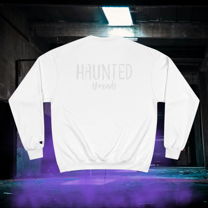 Haunted Threads Monochromatic Champion Crew Sweatshirt | Front & Back