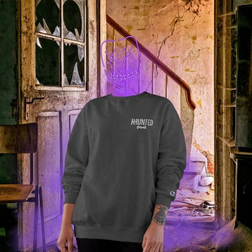 Haunted Threads Champion Crew Sweatshirt | Front & Back