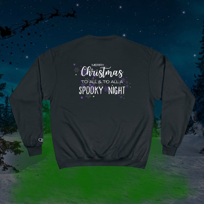 Haunted Threads Holiday Crew Sweatshirt - Front & Back | Champion Eco Crewneck