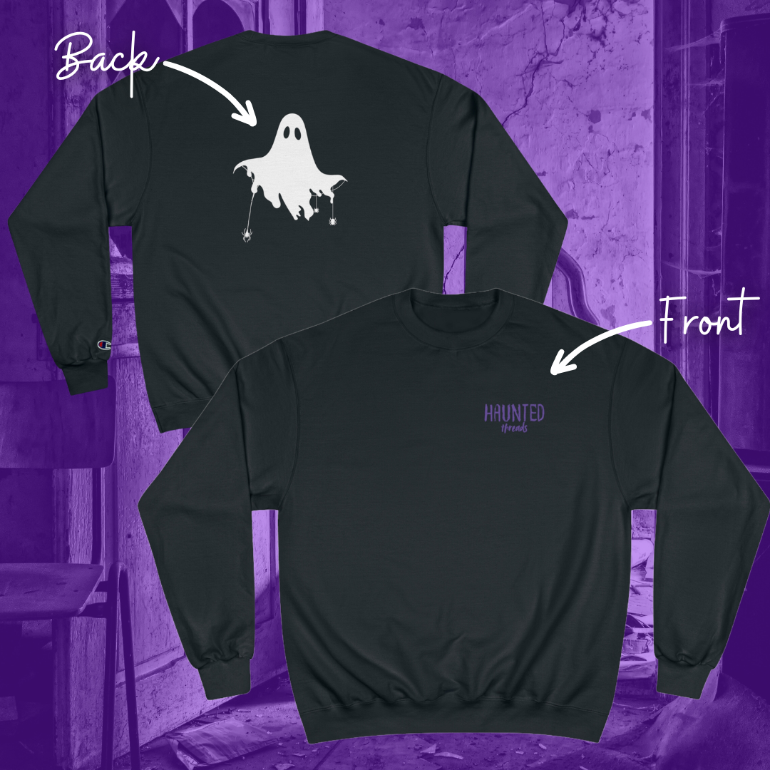 Haunted Threads Champion Crew Sweatshirt | Front & Back