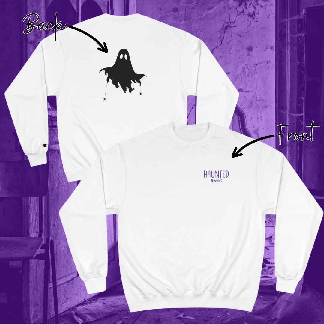 Haunted Threads Champion Crew Sweatshirt | Front & Back