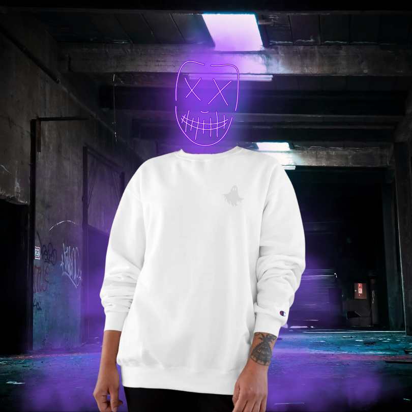 Haunted Threads Monochromatic Champion Crew Sweatshirt | Front & Back